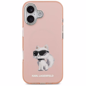Karl Lagerfeld IML Aquarelle Choupette & Logo MagSafe case for iPhone 17 pink