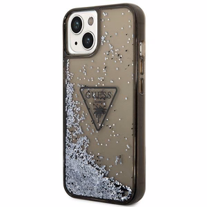 Guess GUHCP14SLFCTPK iPhone 14 6.1" juodas/juodas kietas dėklas Liquid Glitter Palm Collection