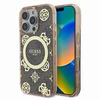 Guess IML bijūnas ant 4G fono Magnetinis dėklas telefonui iPhone 16 Pro - rudas
