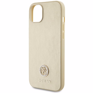 Guess GUHCP15MPS4DGPD iPhone 15 Plus 6.7" auksinis/auksinis kietas dėklas telefonui Strass Metal Logo