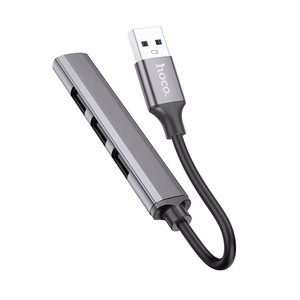 USB šakotuvas Hoco HB26 4-in-1 adapter USB-A to 1xUSB3.0 + 3xUSB2.0 pilkas