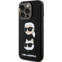 Karl Lagerfeld silikoninis dėklas telefonui su Karl&Choupette galva iPhone 15 Pro - juodas