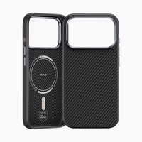 Benks magnetinis Armor Pro Kevlar dėklas su metaliniu rėmeliu 600D (A069) Iphone 17 Pro telefonui juodas (su fotoaparato valdymo mygtuku)