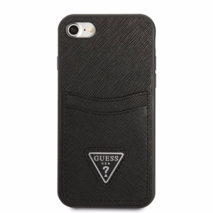 Guess GUHCI8PSATPK iPhone 7/8 SE 2020 / SE 2022 жёсткий чехол чёрный/чёрный Saffiano Triangle Logo Cardslot