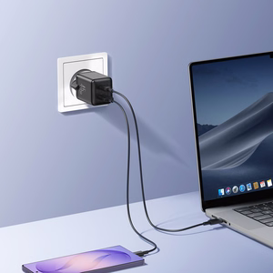 Joyroom JR-TG8 GaN 45W USB-C + USB-A sieninis įkroviklis – spalva: juoda