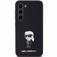 Karl Lagerfeld silikoninis Ikonik metalinis smeigtukas dėklas telefonui Samsung Galaxy S23 - juodas