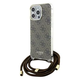Guess Crossbody Cord 4G Print dėklas telefonui iPhone 15 Pro – rudas