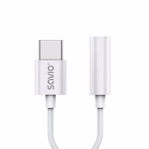 Garso adapteris - USB 3.1 C (M) tipo - 3,5 mm (F) lizdas - Baltas SAVIO AK-51