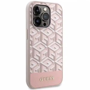 Guess GUHMP14LHGCFSEP iPhone 14 Pro 6.1" rožinė/rožinė kietas dėklas GCube Stripes MagSafe