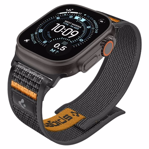 Spigen Athlex Air 2 dirželis Apple Watch 8 / 9 / 10 / 11 / SE / Ultra (44 / 45 / 46 / 49 mm) juodas / oranžinis