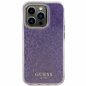 Guess GUHCP15LHDECMP iPhone 15 Pro 6.1" rožinis/rožinis kietas dėklas IML Faceted Mirror Disco Iridescent