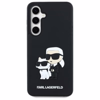 Karl Lagerfeld 3D guminis Karl&Choupette dėklas telefonui Samsung Galaxy S24 FE - juodas