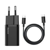 Įkroviklis Baseus Super Si 25W USB-C + USB-C to USB-C cable 1.0m juodas TZCCSUP-L01