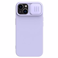 Dėklas Nillkin CamShield Silky Silicone Apple iPhone 15 Plus šviesiai violetinis