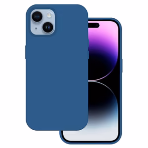 Силиконовый чехол Tel Protect Premium для iPhone 15 Plus тёмно-синий