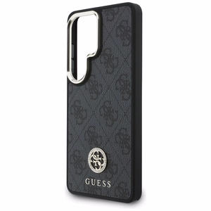 Guess 4G Big Rhinestone Triangle Strap MagSafe dėklas + dirželis Samsung Galaxy S26 Ultra juodas