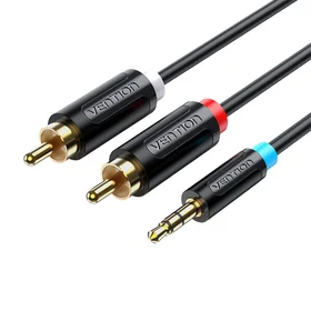 Kabelinis garso adapteris 3,5 mm vyriškos lyties į 2x RCA vyriškos lyties "Vention BCLBK" 8 m juodas