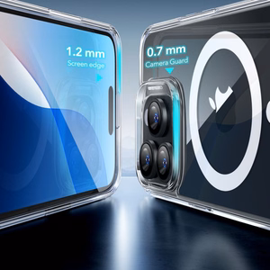 ESR Classic Hybrid Halolock Magnetinis dėklas telefonui + grūdintas stiklas iPhone 16 Pro Max - skaidrus