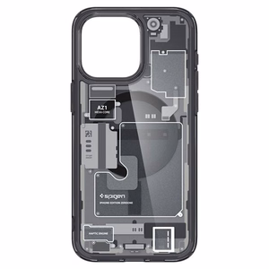 Spigen Ultra Hybrid Mag Dėklas telefonui su MagSafe iPhone 15 Pro - tamsiai pilkas (Zero One Pattern)
