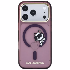Karl Lagerfeld Peekaboo Logo dėklas, skirtas iPhone 18 Pro Max / 17 Pro Max, suderinamas su MagSafe – bordo spalvos