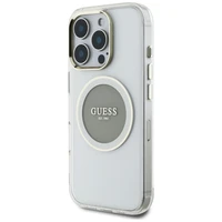 Guess IML Metal Colored Circle Classic Logo Magnetinis dėklas telefonui iPhone 16 Pro - pilkas