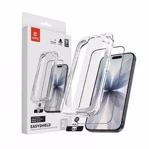 Crong EasyShield 2 grūdintų apsauginių ekrano stiklų rinkinys, skirtas iPhone 17 / iPhone 17 Pro / iPhone 16 Pro
