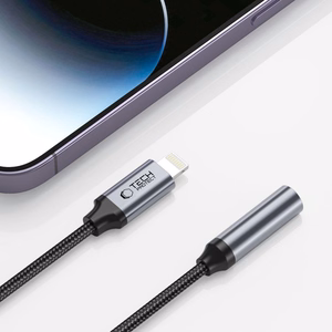 Tech-Protect UltraBoost Lightning / 3.5mm mini lizdo adapteris - juodas