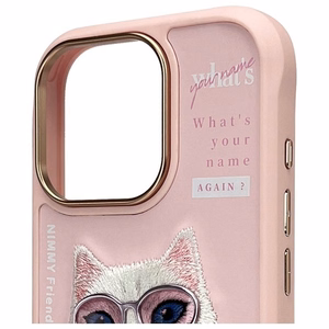 Nimmy Cool&Cute 2.0 Katės dėklas telefonui iPhone 16 Pro - rožinė
