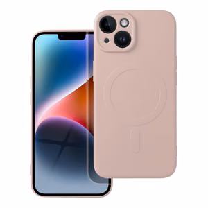 Чехол для iPhone 14 силиконовый Mag Cover совместимый с MagSafe розовый