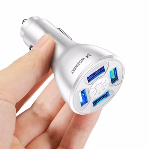 Wozinsky WCCAW 50W 4x USB-A QC automobilinis įkroviklis - baltas