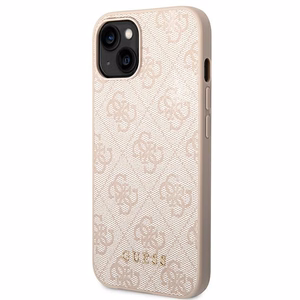 Guess GUHCP14MG4GFPI iPhone 14 Plus 6.7" rožinis dėklas 4G Metal Gold Logo