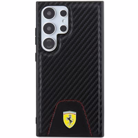 Ferrari Carbon Stitched Bottom dėklas telefonui Samsung Galaxy S24 Ultra - juodas