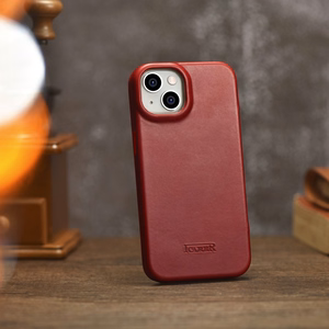 iCarer CE Premium odinis folio dėklas iPhone 14 Plus su MagSafe magnetiniu flipu - raudonas