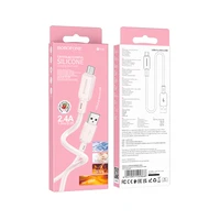 Borofone kabelis BX94 Crystal spalva - USB į Micro USB - 2,4A 1 metras šviesiai rožinis