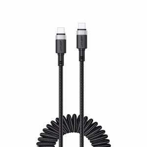 "Acefast" C14-03 USB-C - USB-C spyruoklinis kabelis 480Mb/s 3A 1,2 m - juodas