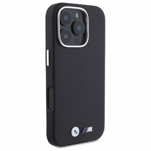 BMW M Edition Kevlar apvyniotas metalinis iPhone 16 Pro Max dėklas - juodas