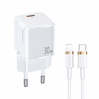 USAMS Tinklo įkroviklis 1xUSB-C T45 30W PD3.0 Fast Charging +laidas U63 USB-C/Lightning baltas UXTZH02 (USAMS-UX)