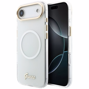 Guess IML Gradient Script Metal MagSafe Dėklas for iPhone Air - baltas