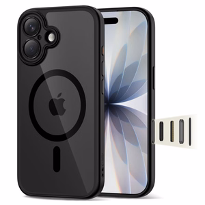 "Tech-Protect Magpeak Magsafe CC" dėklas "iPhone 17" - skaidrus, juodas