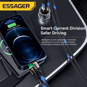 Automobilinis įkroviklis Essager Thumb skaidrus (juodas) 33W (1xUSB QC3.0 / 1xPD)