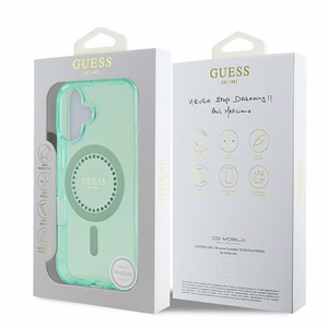Guess IML Rhinestones Magnetinis dėklas telefonui iPhone 16 Plus - žalias