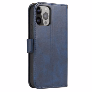 Magnetinis dėklas Samsung Galaxy S23+ su atverčiamu piniginės dangteliu ir stovu mėlyna