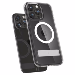 Spigen Ultra Hybrid S Magnetinis dėklas telefonui su stovu iPhone 15 Pro - Skaidrus