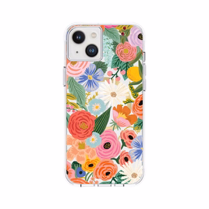 Rifle Paper Clear MagSafe dėklas, skirtas iPhone 14 Plus, „Garden Party Blush“ rašto