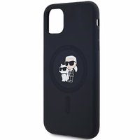 Karl Lagerfeld Silikoninis Karl&Choupette Magnetinis dėklas iPhone 11 / Xr - juodas