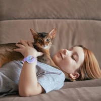 AirTag dėklas apyrankė silikoninė apyrankė vaikams - Violetinė su vienaragiu