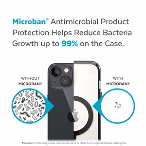 Speck Presidio Perfect-Clear with Impact Geometry + MagSafe case for iPhone 15 Plus / 14 Plus, with Microban antimicrobial protection, Clear / Black