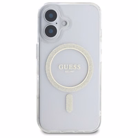 Guess GUHMP16MHFGERET iPhone 16 Plus 6.7" skaidrus kietas dėklas IML Glitter Circle Magnetinis