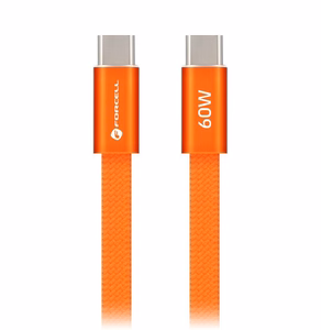 Laidas USB C į USB C Forcell F-Energy QC4.0 PD 3A 60W Cafule Flat 1,2 m CCFN23 oranžinis