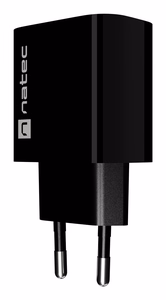 NATEC RIBERA sieninis įkroviklis 1X USB-A + 1X USB-C 20W juodas
